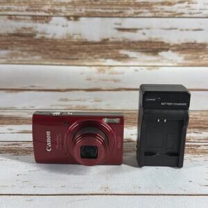 Canon PowerShot ELPH 190 IS 20MP Digital Camera – Red Wi-Fi w/ Battery & Charger